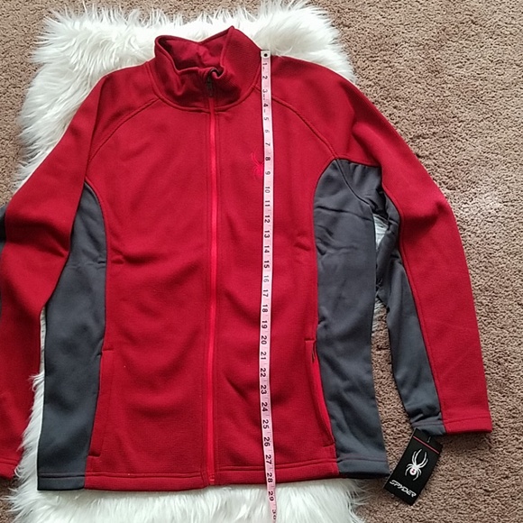 Men Spyder Full Zip Stryke Jacket Red - Picture 6 of 7